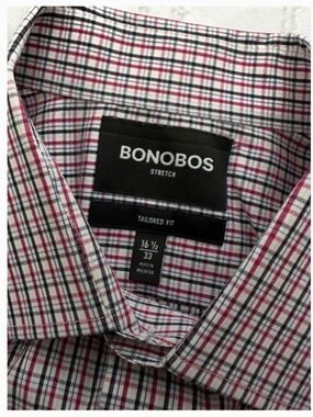 Bonobos Stretch Men's Tailored Fit Size 16.5" x 33" Red/White/Blue Stretch